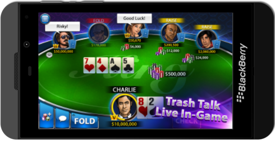 Screenshot of Texas Hold 'Em King Live on the BlackBerry Z10