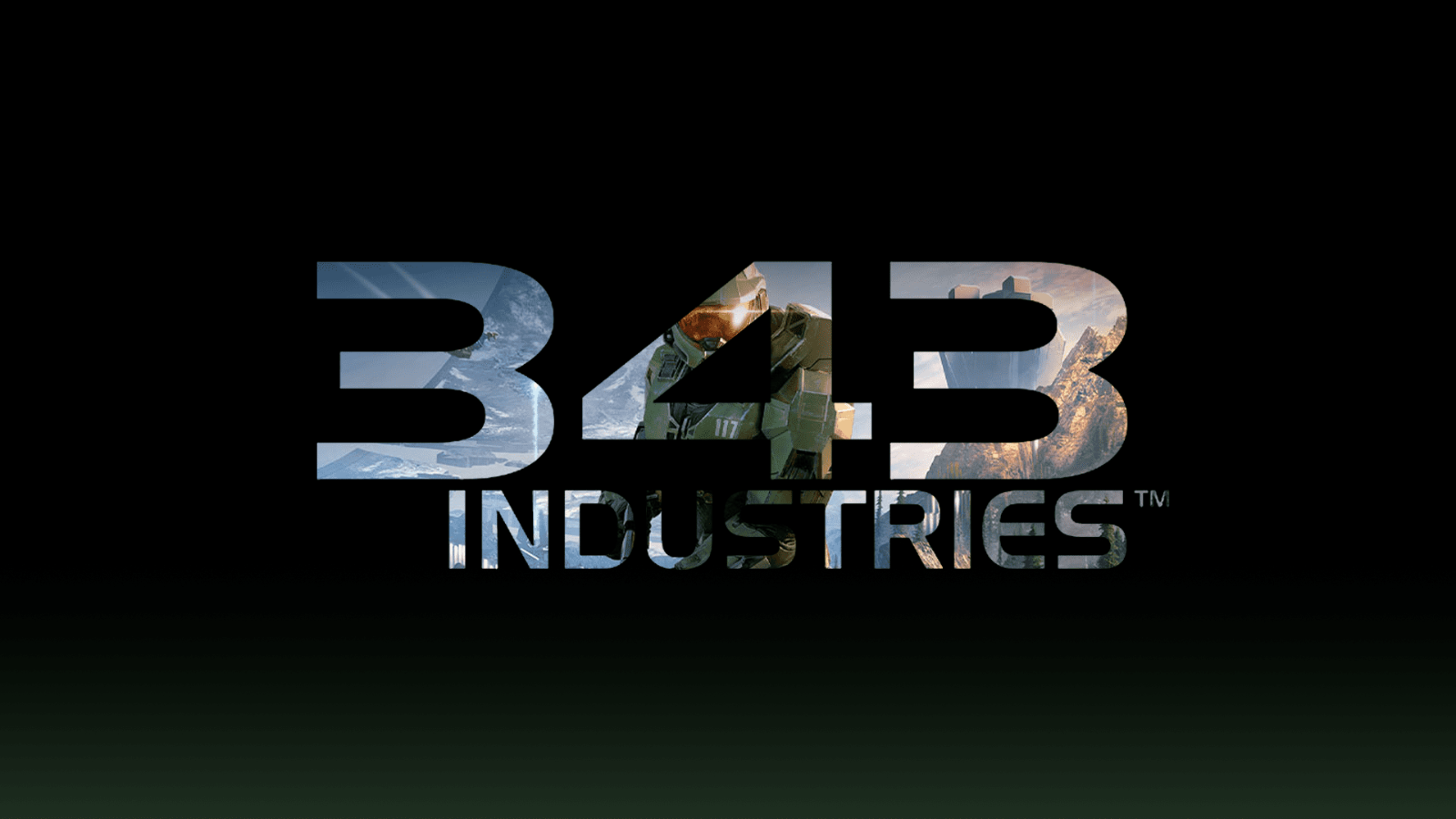 Logo image for 343 Industries with the Halo Infinite box art visible through the lettering.