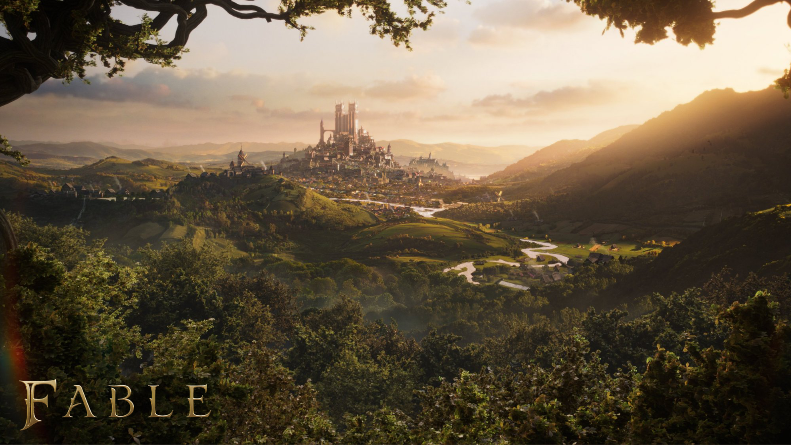 Marketing image for Fable depicting a fantasy world.